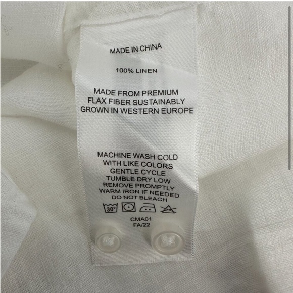 Quince White Linen Long Sleeve Shirt sz M Women's Button Front Blouse NWOT - Picture 4 of 4